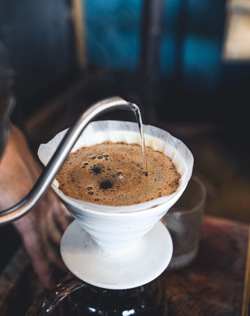 Drip coffee in a rustic coffee shop in the morning