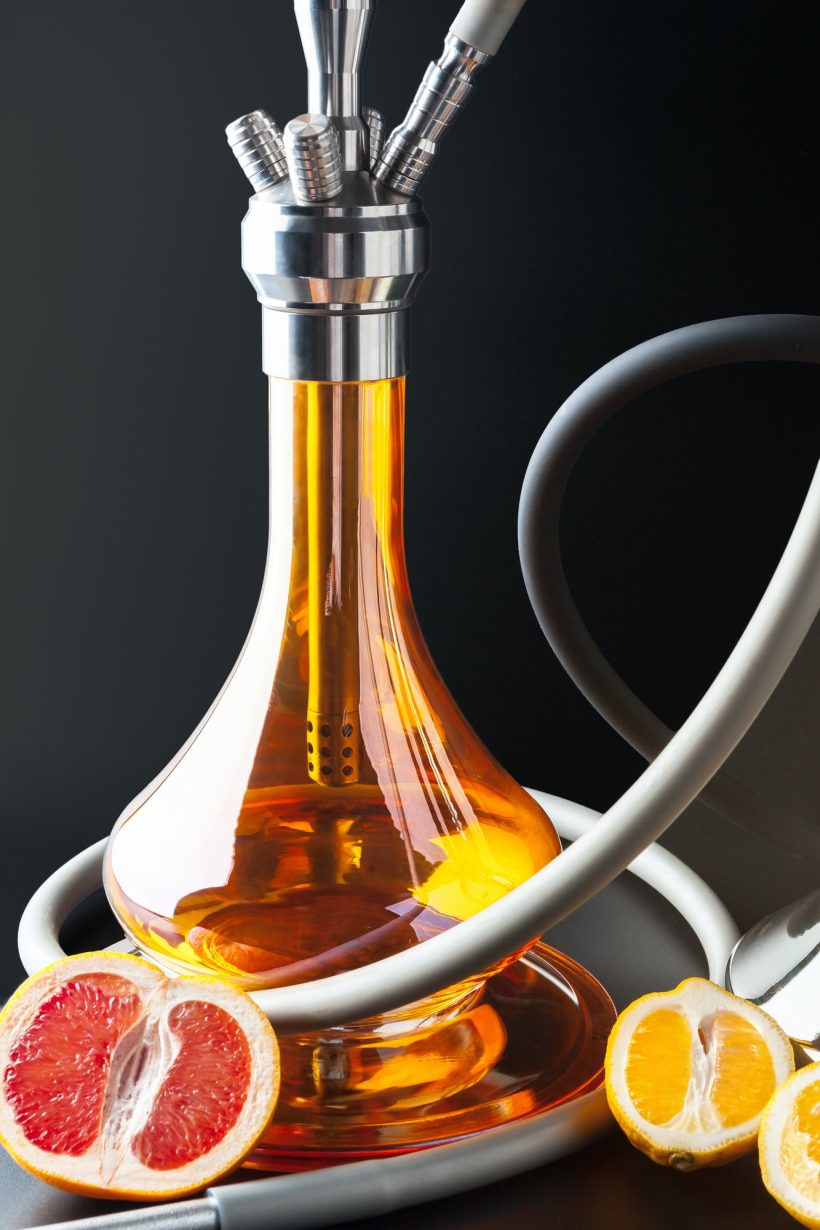 Luxury hookah with exotic fruit. Hookah lounge