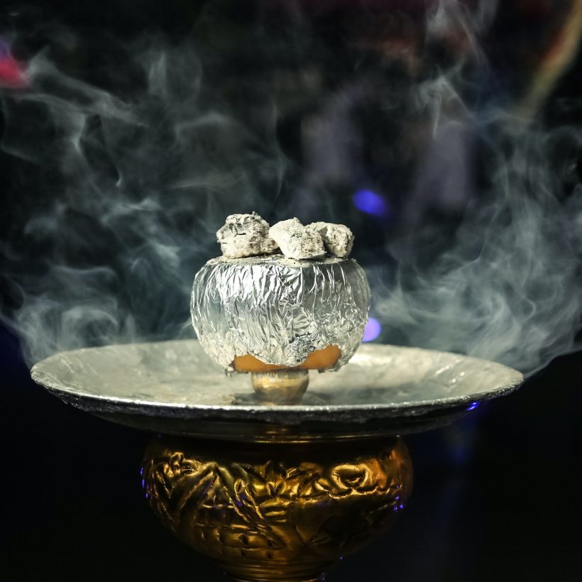 smoking grapefruit hookah side view